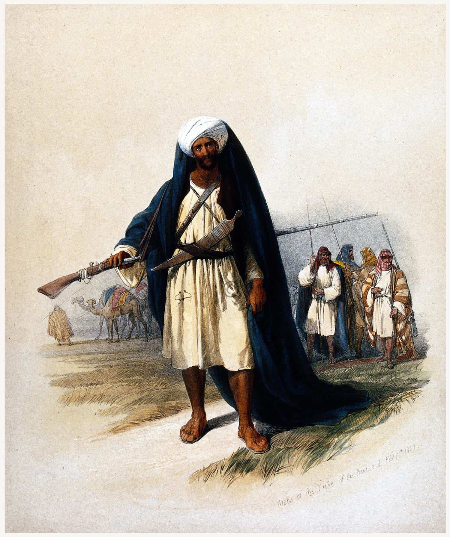 Besharah, of the Beni Said tribe. The dress of the Arab tribes.