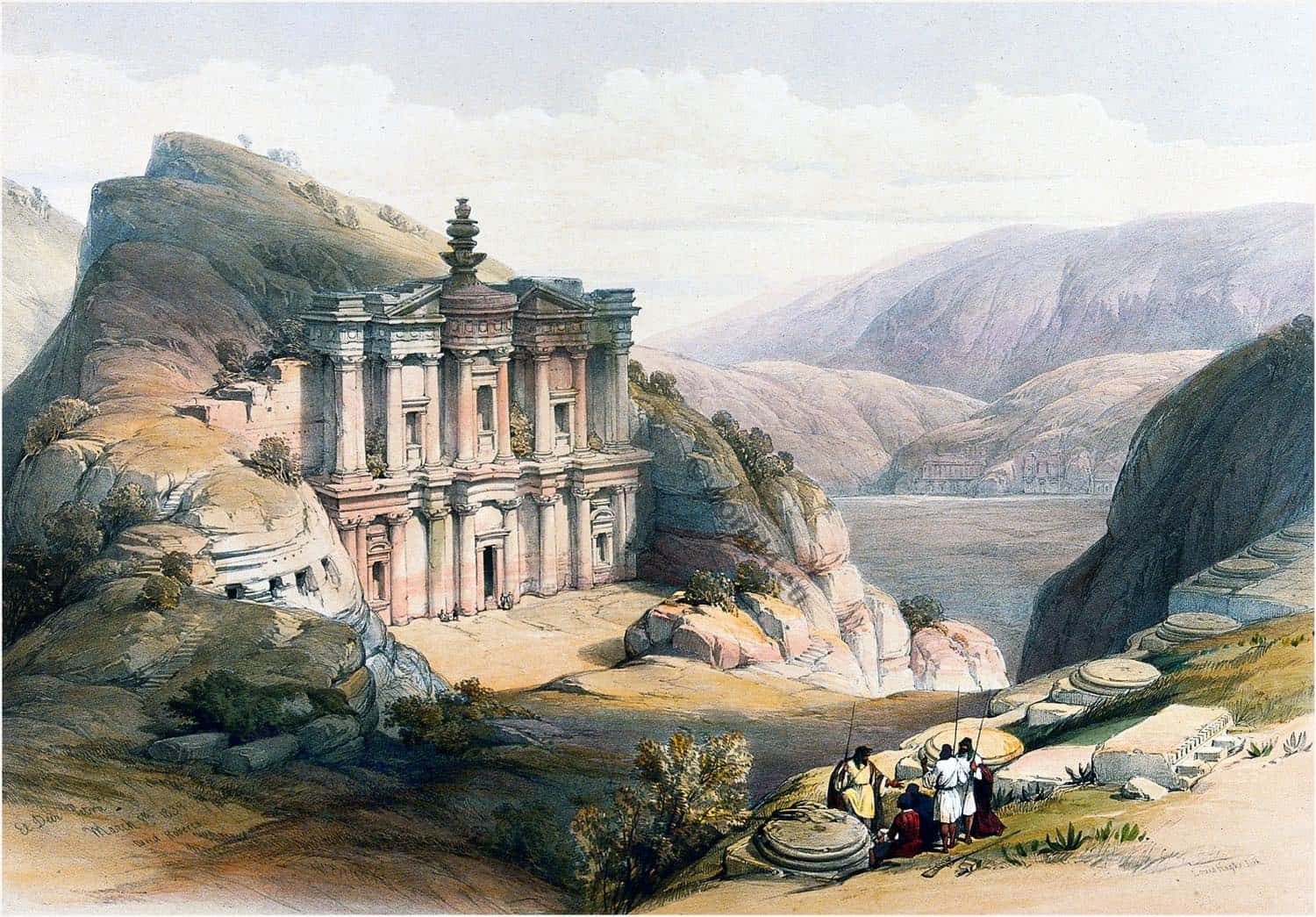 The Rock temple of El Deir at Petra. The Holy Land by David Roberts.