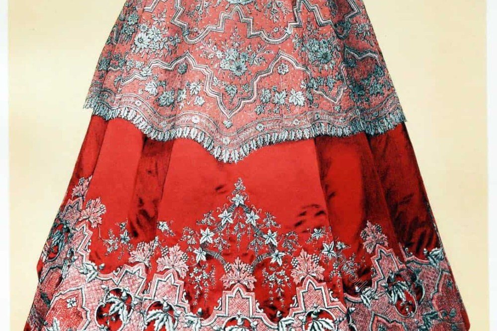 Maltese and Spanish lace. Silk and gold thread embroidery on black lace.