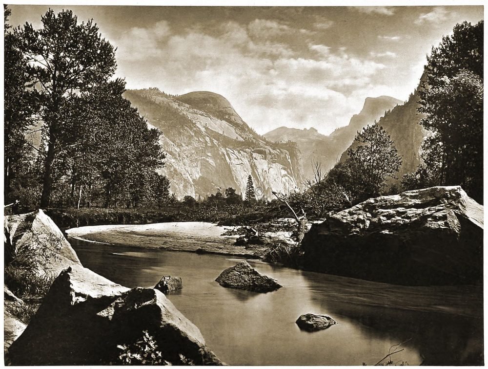 The Yosemite Valley in the majesty of its mountain and forest landscapes.