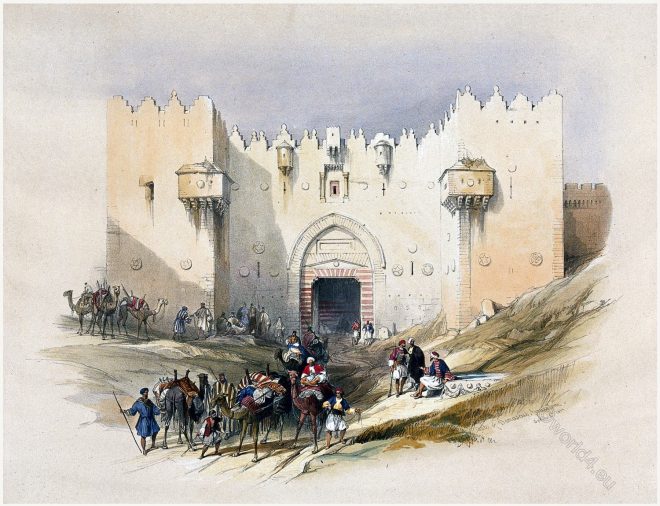 Damascus Gate, Jerusalem, Bethany, Holy Land, David Roberts, Travel, Israel,