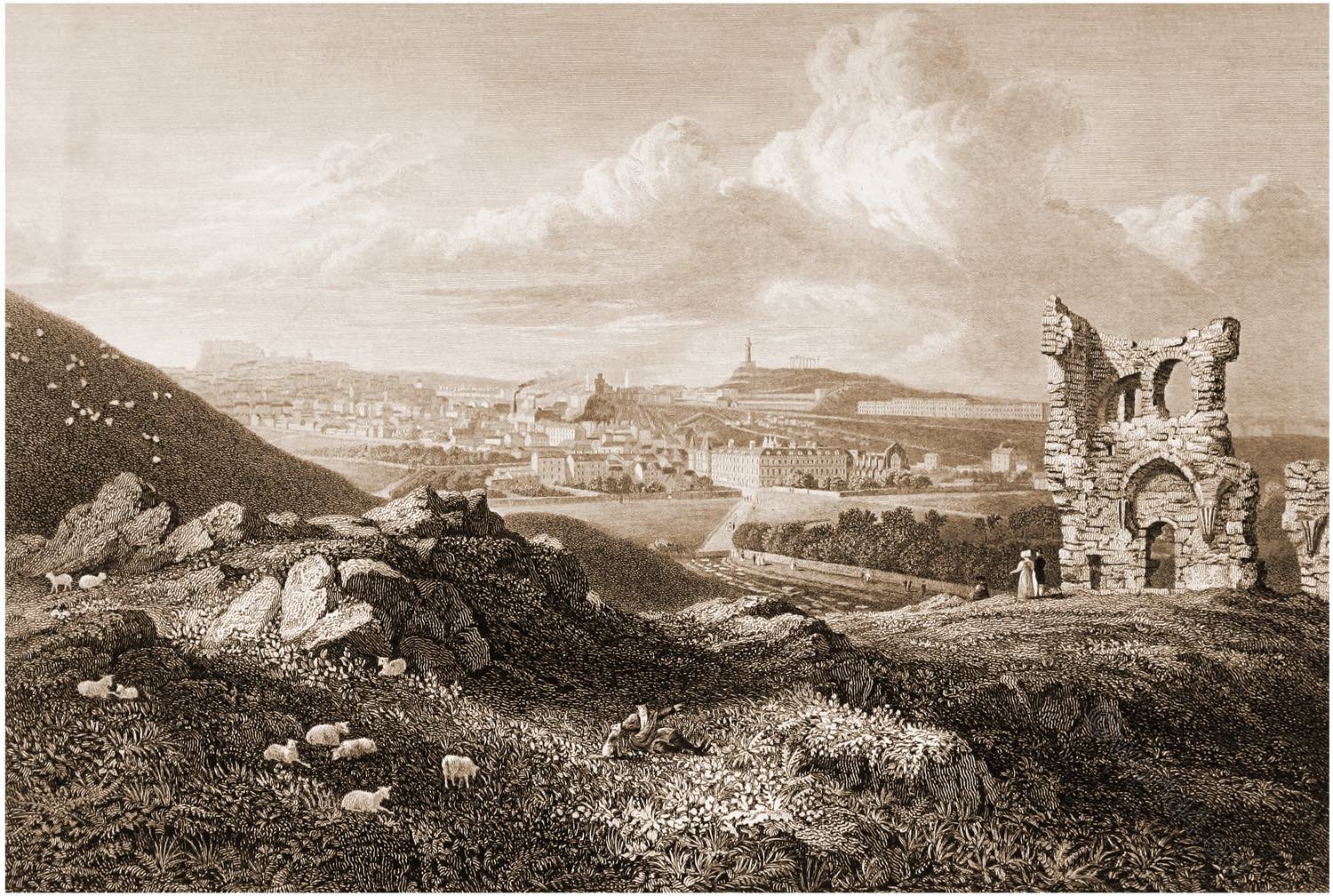 Edinburgh, View, St. Anthony's Chapel, Ruin, Robert Batty,