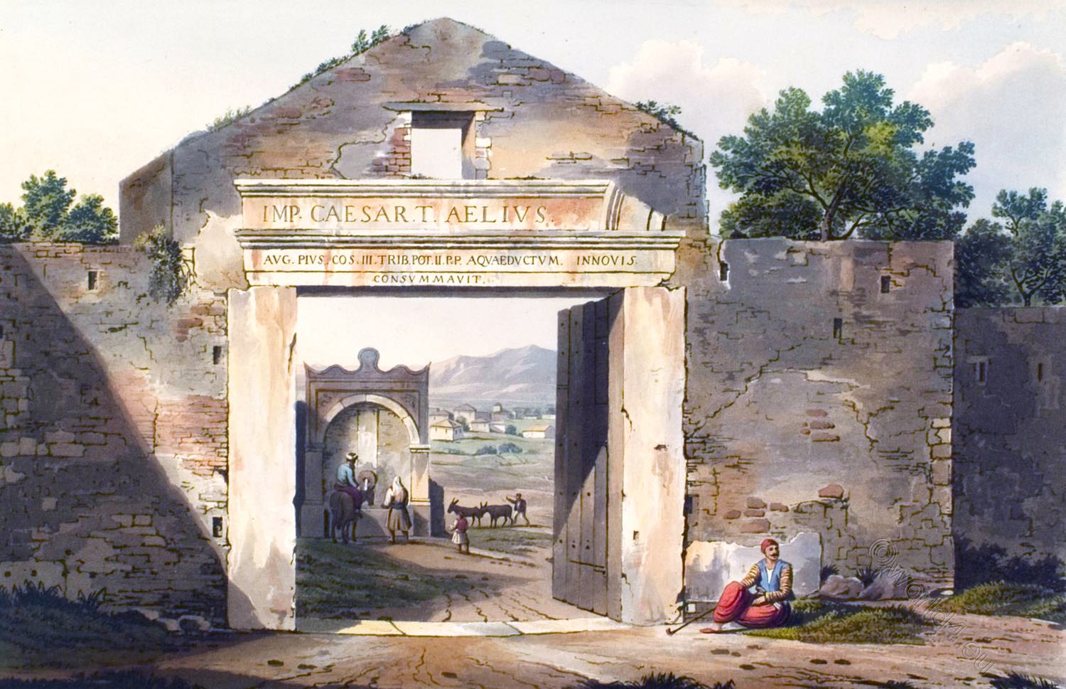 Entrance, Athen, Gate, walls, Ancient, Architecture, Edward Dodwell,