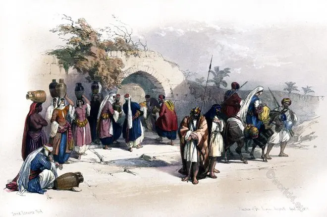 Fountain, Mary, Virgin, Nazareth, Holy, Land, Levante, Israel, Palestine, David Roberts,