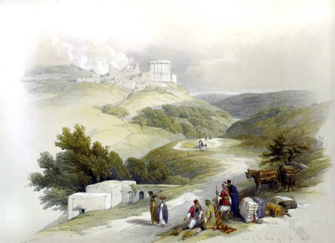 David Roberts, Ruins, Church of St. John, Samaria, Sabaste, holy, land, levante, palestine,