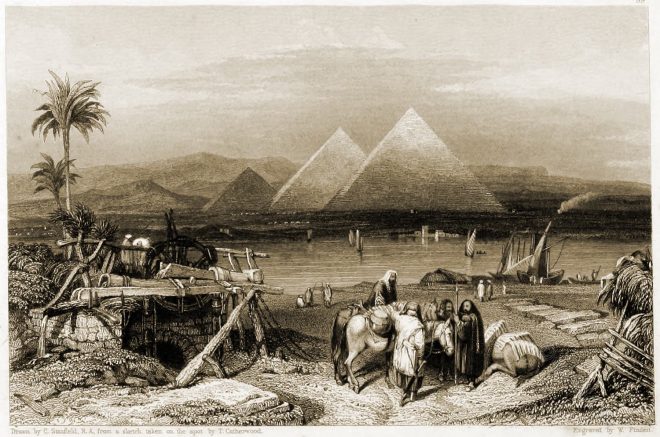 Egypt, Nile, Pyramids, Ghizeh, Landscape, Illustrations, Bible, W. Finden, Harding,