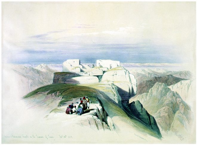 Mount, Sinai, Holy Land, Summit, Chapels, David Roberts