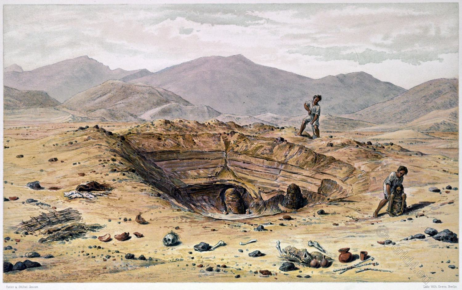 Ancon, Necropolis, exposed, graves, Mummies, Peru, Inca, 