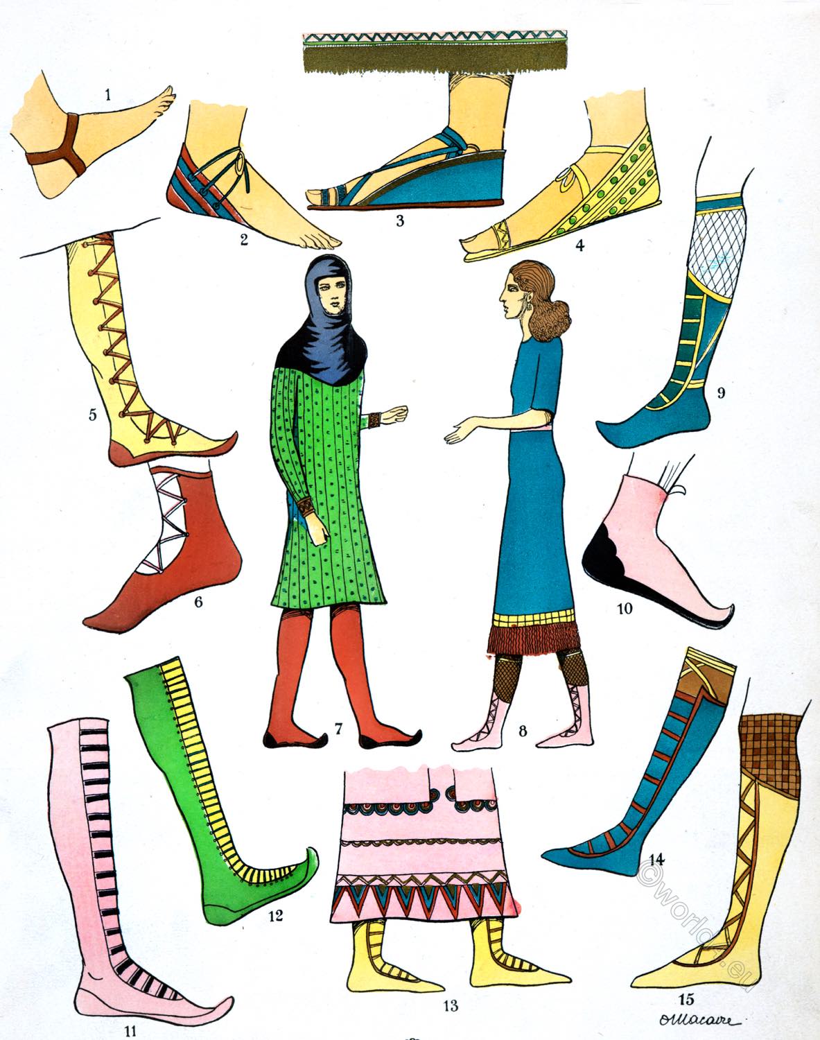 Paul Louis de Giafferri, Footwear, Stockings, Shoes, Sandals, Boots, colors, Assyria, Ancient, Mesopotamia,