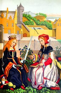 St. Catherine of Alexandria and St. Agnes of Rome.