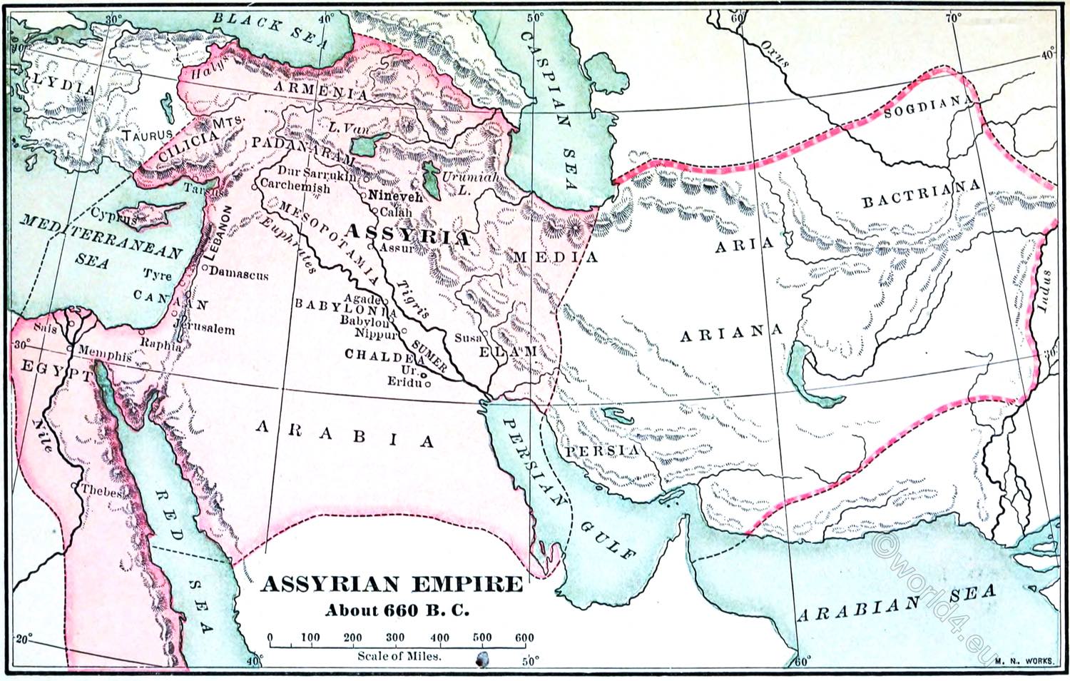Map, Assyrian, Empire, Ancient, 