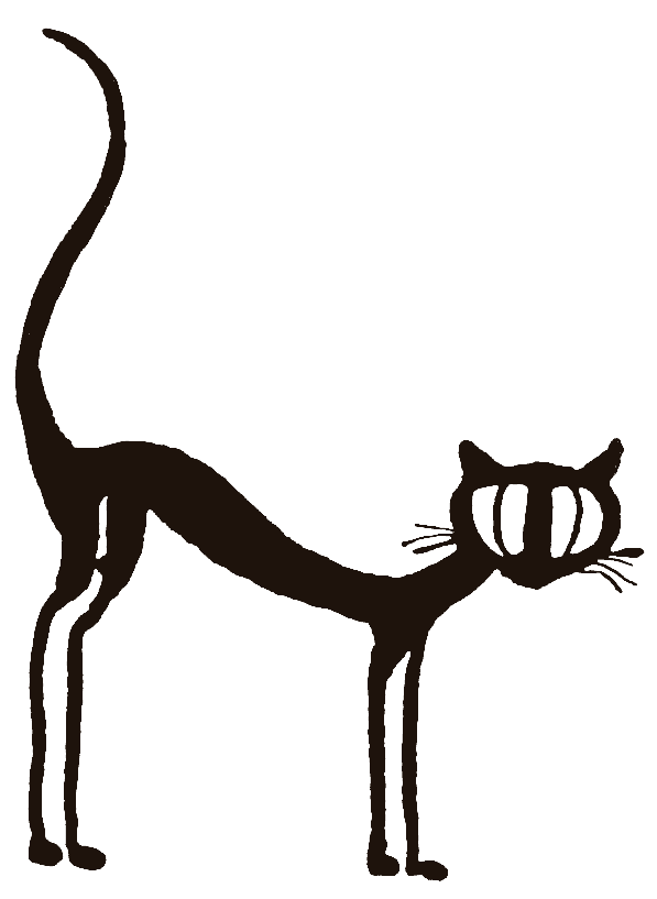 illustration, black, cat