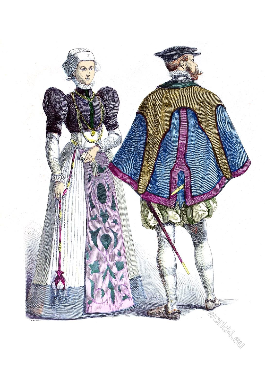 16th century costume and fashion history. European renaissance.