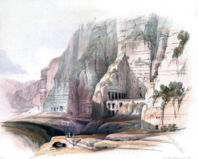 David Roberts, Petra, Excavations, Valley, Holy Land, Palestine, Jordan,