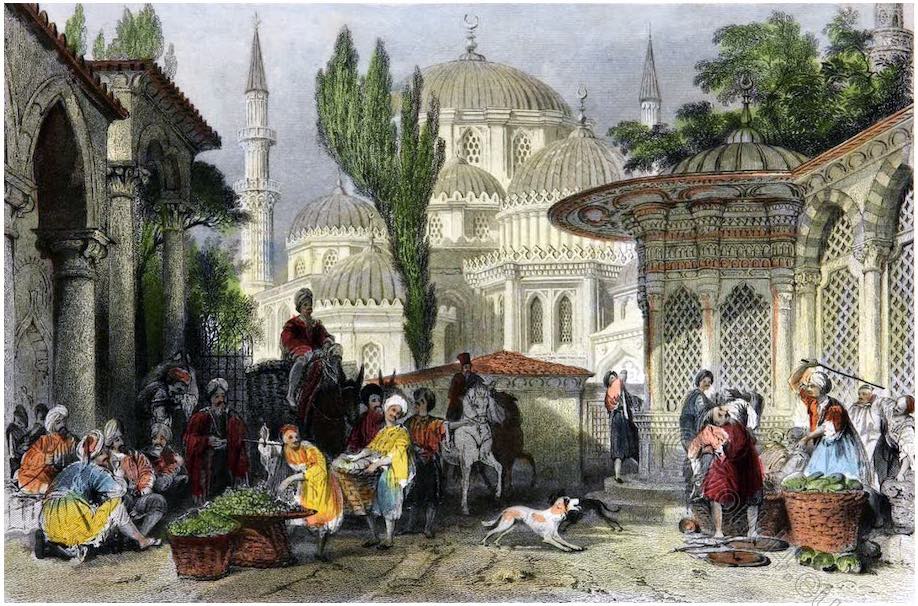 Ottoman Mosque of Shah-za-deh Djamesi (Sehzade), Constantinople.