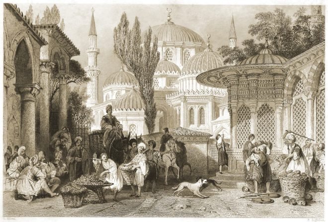 Ottoman Mosque of Shah-za-deh Djamesi (Sehzade), Constantinople.