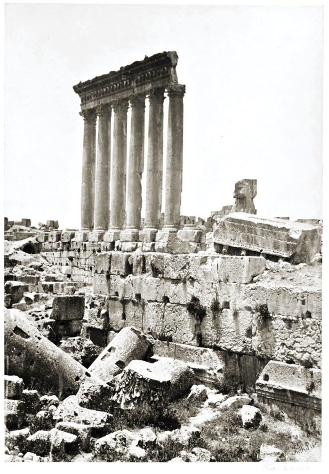 Francis Frith, Balbeek, Lebanon, Great, temple, Roman, Antiquity, Architecture,