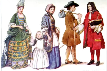 Costume, England, Baroque, lady, quality, tradeswoman, gentleman, worker, child,