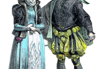 French Nobility costumes. Last third of the 16th century.
