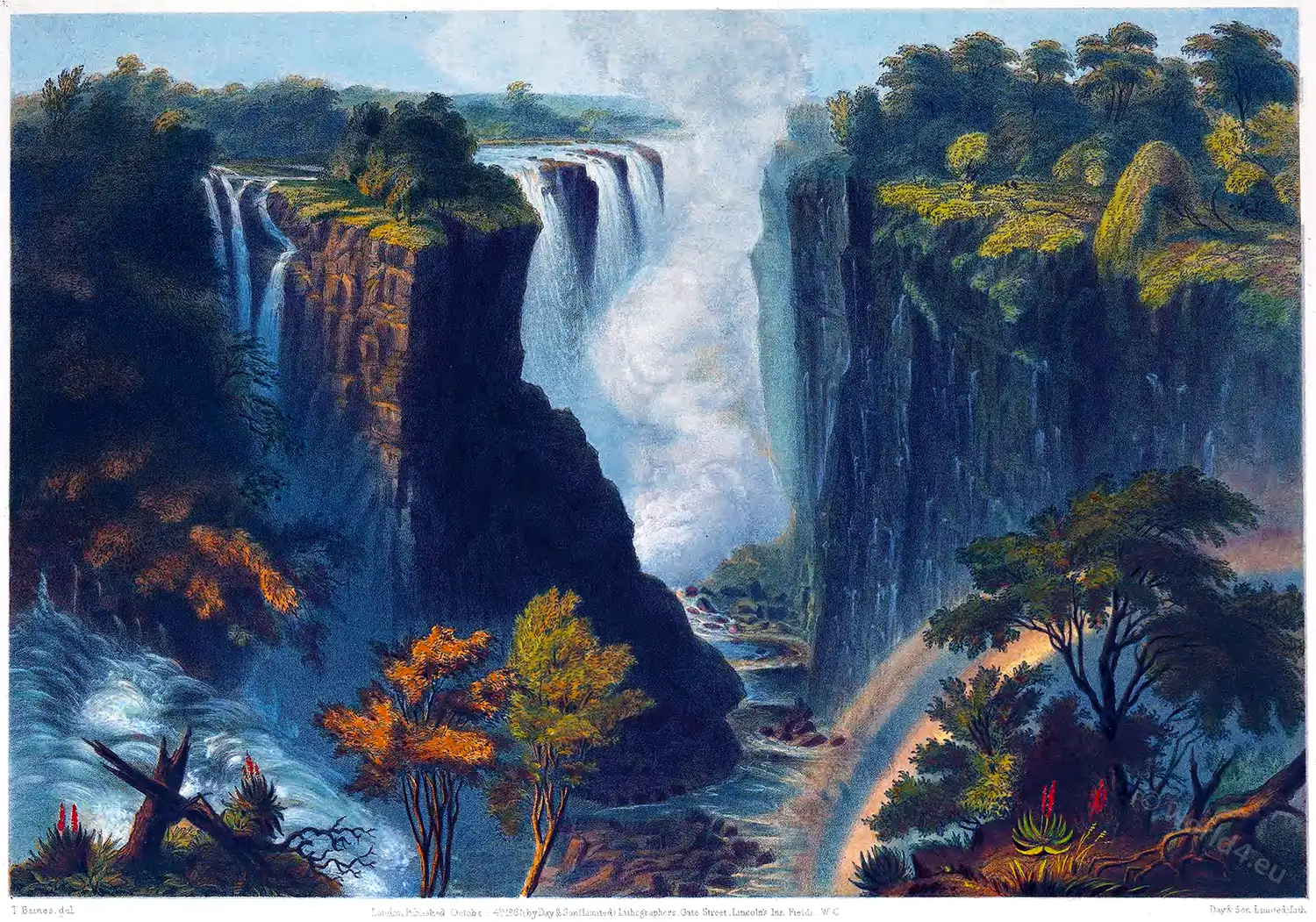 Thomas Baines, Chasm, Victoria Falls, Zambesi River, Africa,
