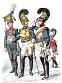 Bavarian Military. Uhlan, Garde du Corps, Cuirassier, Trumpeter.