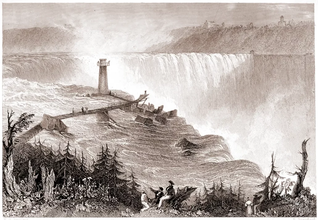 The Horseshoe Fall, Niagara - With the Tower, 1837.