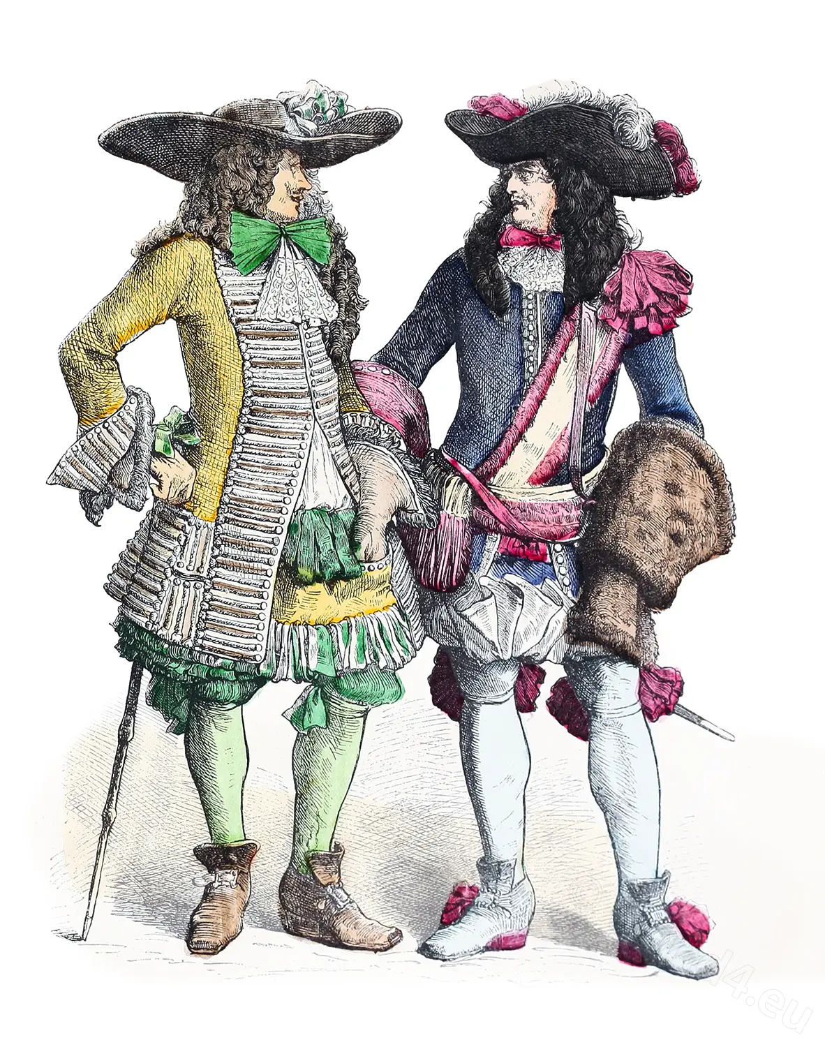 costumes, French, nobleman, officer, Baroque, Louis XIV, fashion, history, Münchener Bilderbogen,