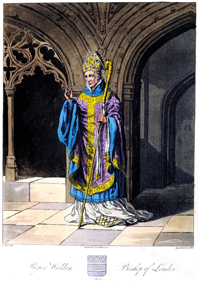 Roger, Walden, Archbishop, Canterbury, bishop, London, 14th century, costume, Charles Hamilton Smith