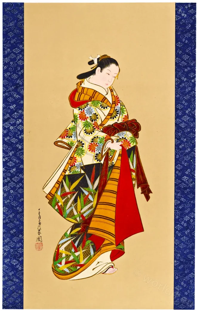 Courtesan, oiran, Takao, Kakemono, Miyagawa, Chōshun, painter, ukiyo-e, Japan,